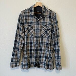 Kuhl Blue Gray Plaid Flannel Shirt